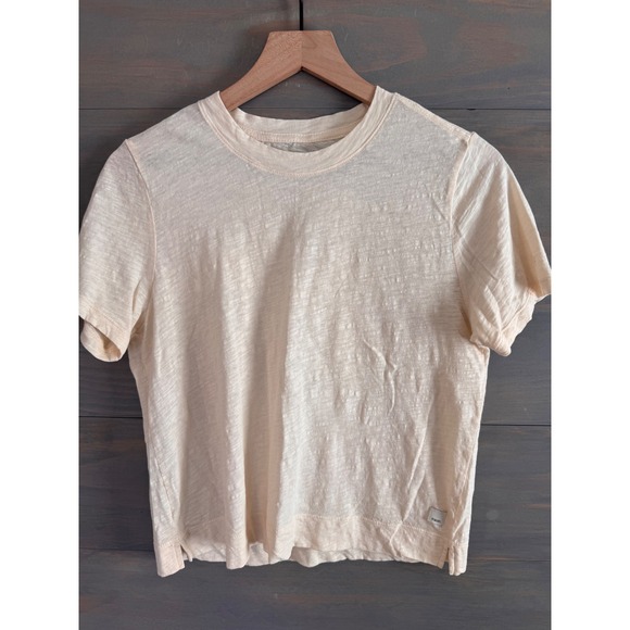Vuori Tops - Vuori Womens Boxy Slub Tee Cream Natural Relaxed Fit Short Sleeve Shirt